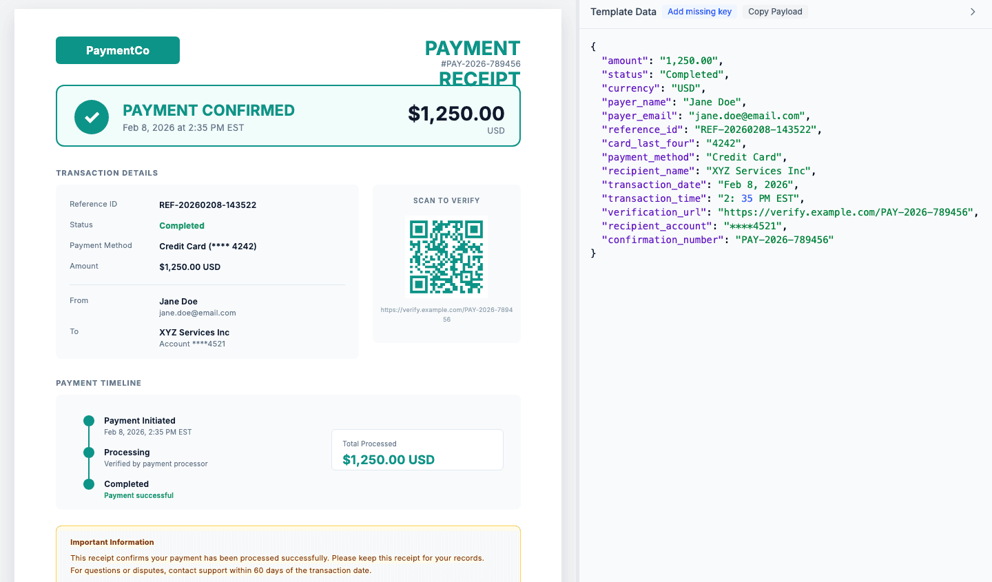 Preview tab with JSON data panel