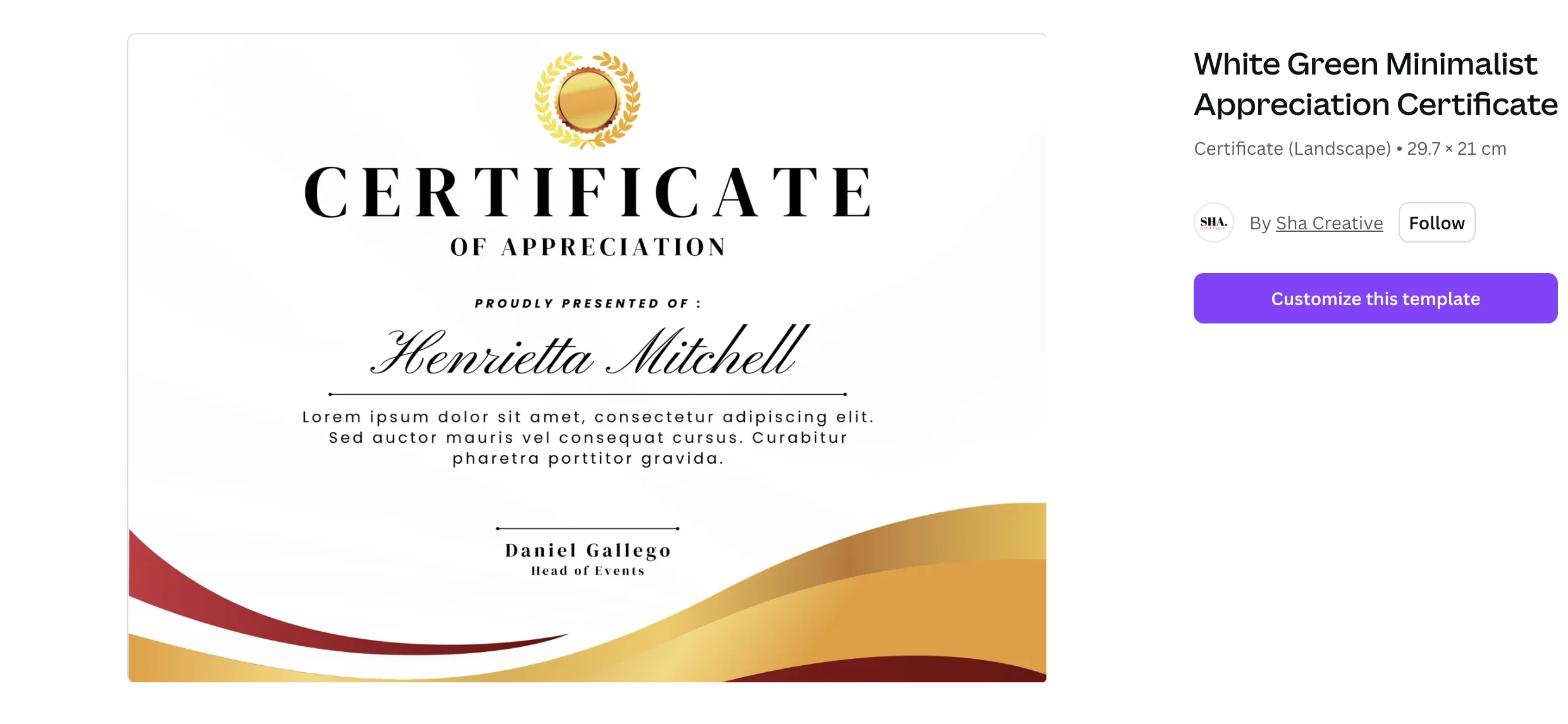 Click Customize this template in Canva